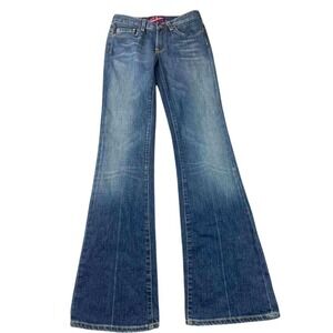 Vintage Y2K Landlubber Jeans Womens Size 24 Blue Denim Flare Leg Pants USA Made